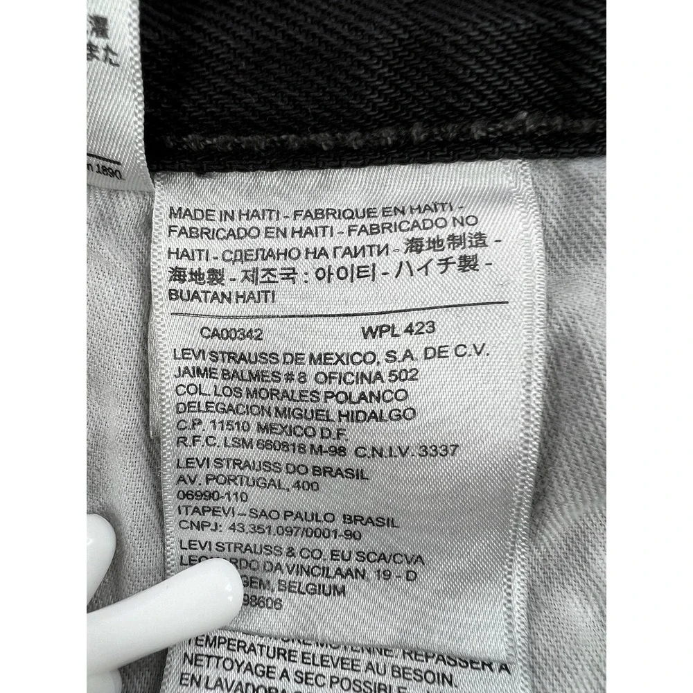 Levis 501 Jeans Mens 33x32 Black Regular Straight Denim Button Fly Charcoal Wash